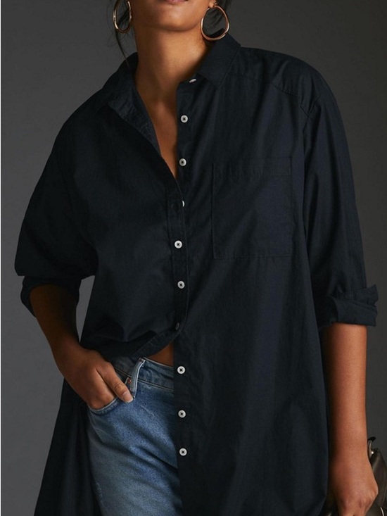 Anthropologie Tops - Anthropologie Maeve Oversized Black Button-Down Shirt
